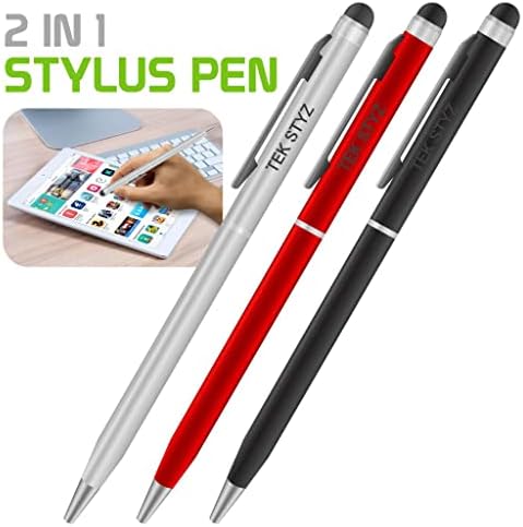 Pro Stylus Pen עבור Samsung SM-T800 עם דיו, דיוק גבוה, צורה רגישה במיוחד וקומפקטית למסכי מגע [3 חבילה-שחור-אדום-סילבר]